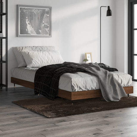 Vidaxl bedframe zonder matras bewerkt hout bruin eikenkleur 100x200 cm