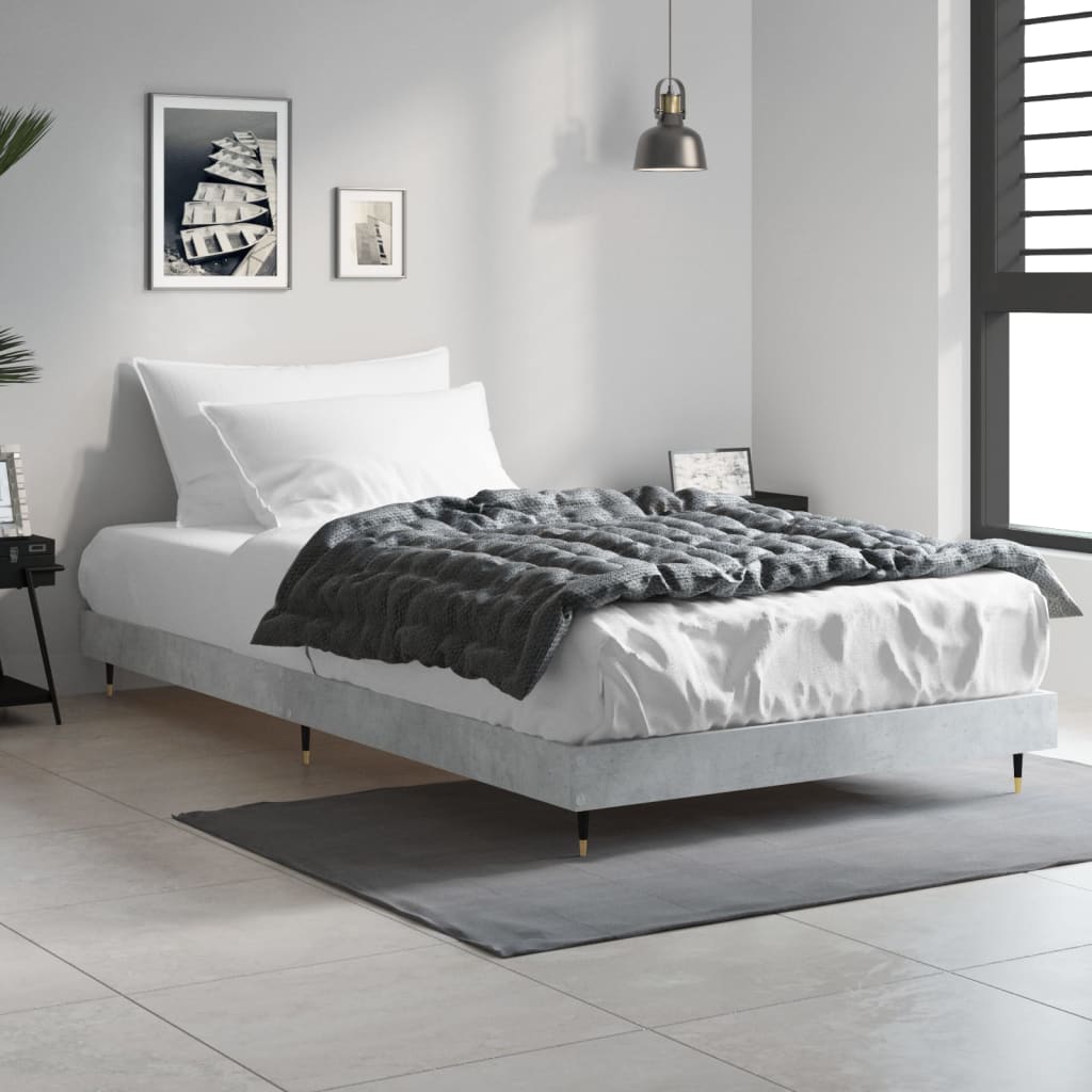 Vidaxl bedframe bewerkt hout betongrijs 90x200 cm