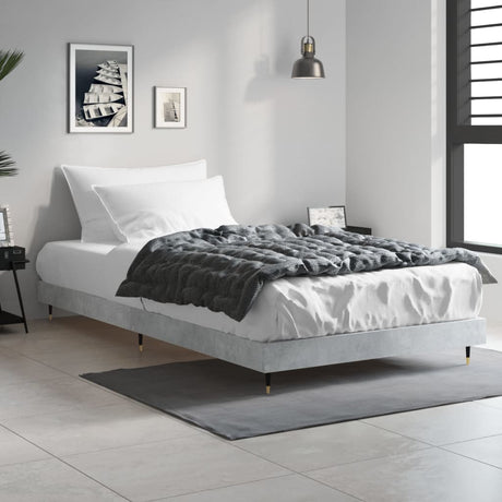 Vidaxl bedframe bewerkt hout betongrijs 90x200 cm