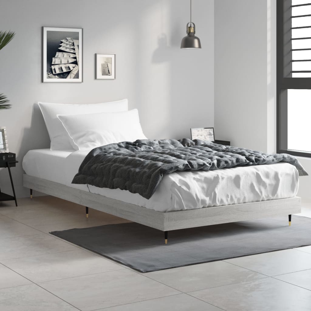 Vidaxl bedframe bewerkt hout grijs sonoma eikenkleurig 90x200 cm