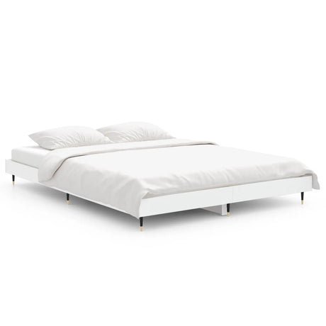 Vidaxl bedframe led massief hout wit 140x190 cm