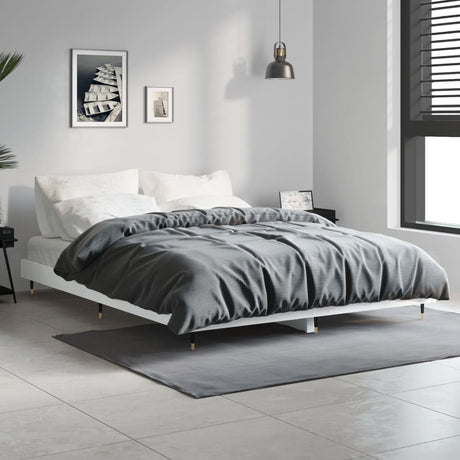Vidaxl bedframe led massief hout wit 140x190 cm