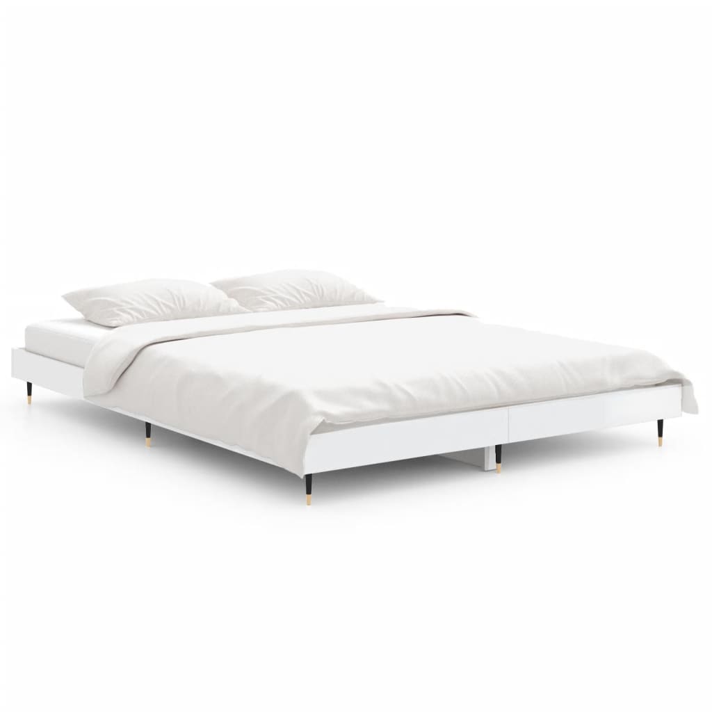 Vidaxl bedframe bewerkt hout hoogglans wit 140x190 cm