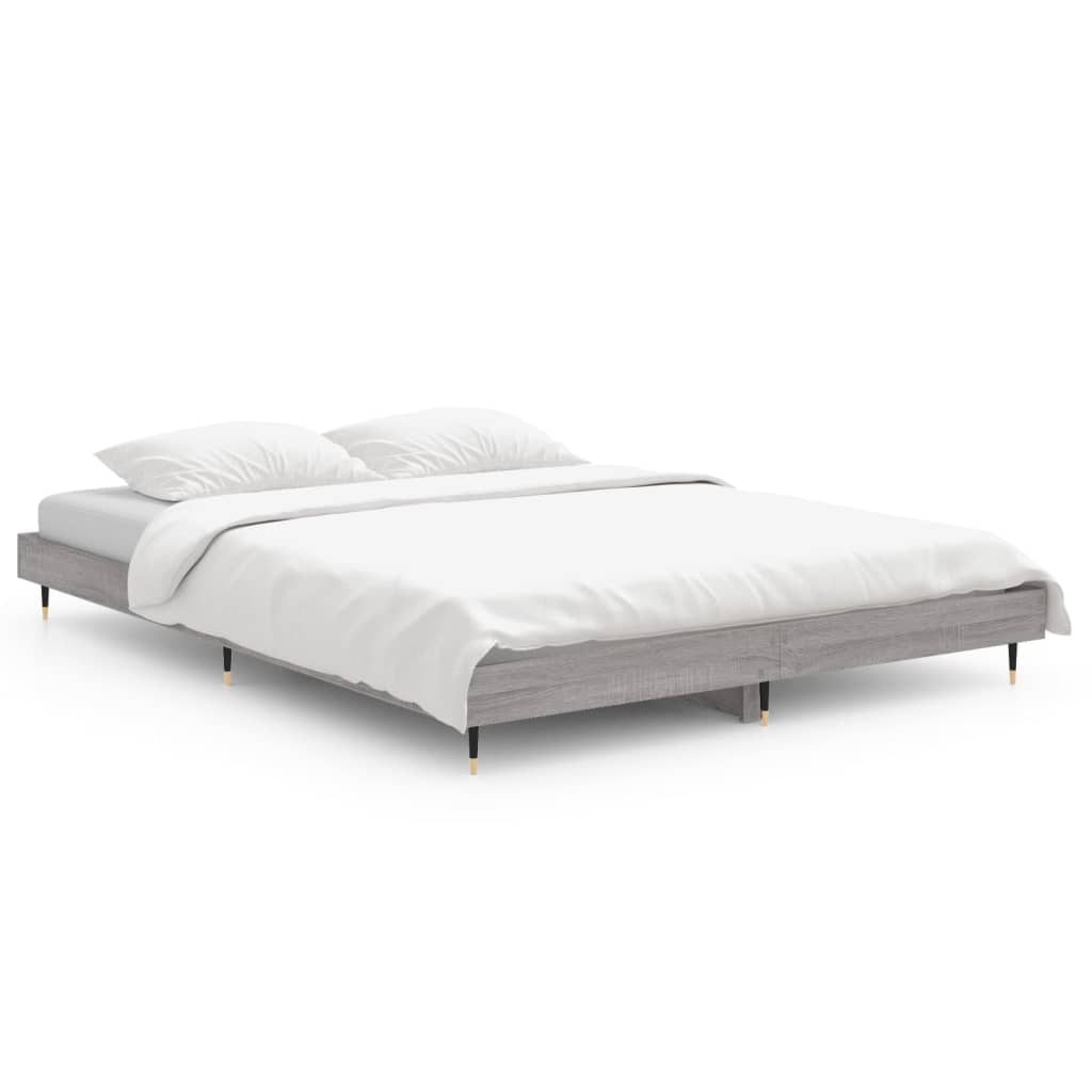 Vidaxl bedframe bewerkt hout grijs sonoma eikenkleurig 135x190 cm