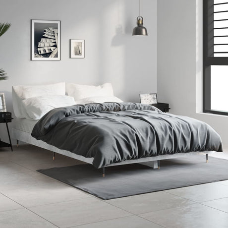 Vidaxl bedframe bewerkt hout betongrijs 120x190 cm