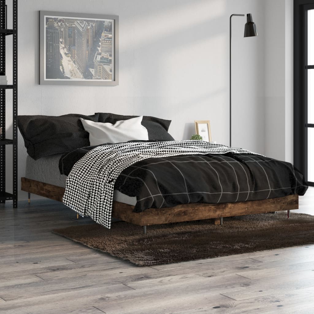 Vidaxl bedframe zonder matras hout gerookt eikenkleurig 120x190 cm