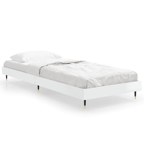 Vidaxl bedframe bewerkt hout hoogglans wit 75x190 cm