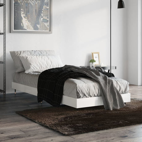 Vidaxl bedframe bewerkt hout hoogglans wit 75x190 cm