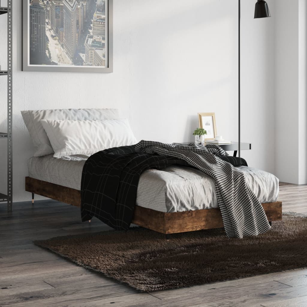Vidaxl bedframe zonder matras hout gerookt eikenkleurig 75x190 cm