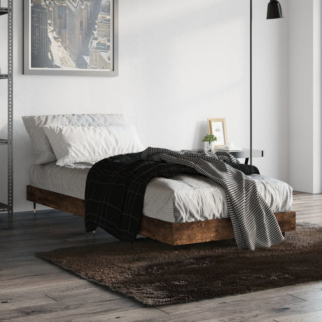 Vidaxl bedframe zonder matras hout gerookt eikenkleurig 75x190 cm