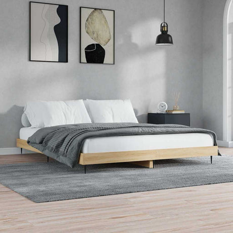 Vidaxl bedframe zonder matras 200x200cm spaanplaat sonoma eikenkleurig