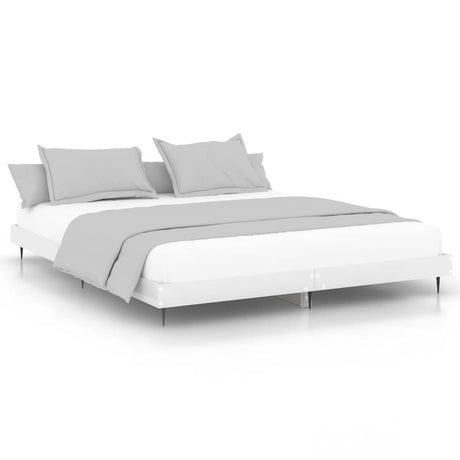 Vidaxl bedframe bewerkt hout hoogglans wit 150x200 cm