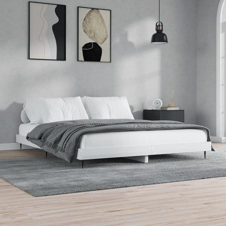 Vidaxl bedframe bewerkt hout hoogglans wit 150x200 cm
