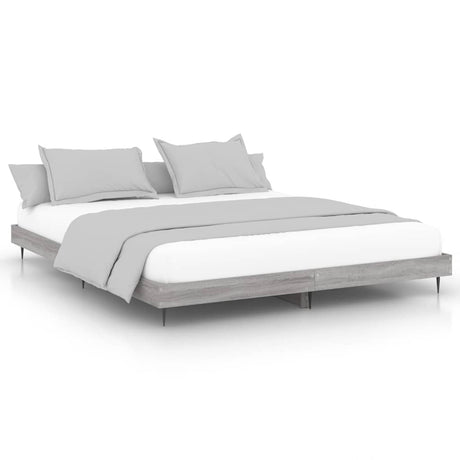 Vidaxl bedframe bewerkt hout grijs sonoma eikenkleurig 140x200 cm