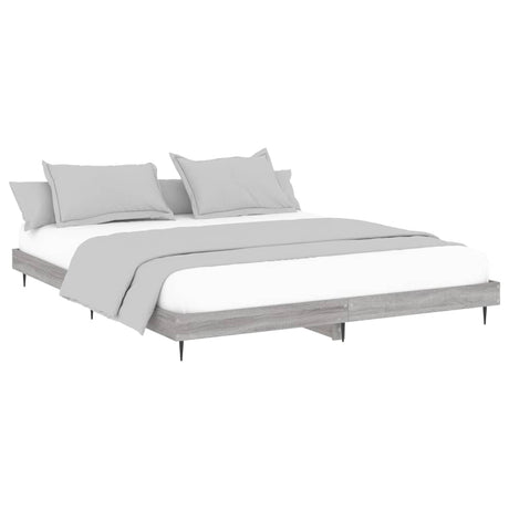 Vidaxl bedframe bewerkt hout grijs sonoma eikenkleurig 140x200 cm