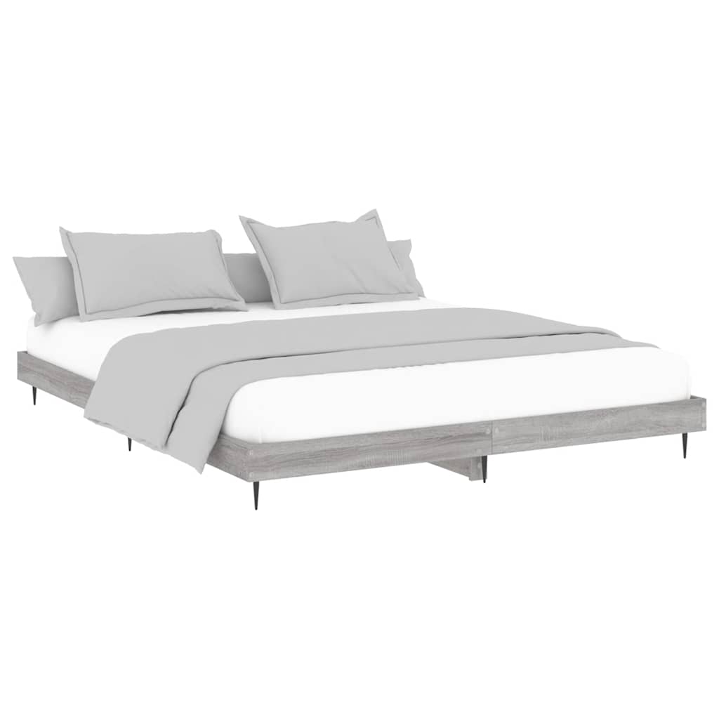 Vidaxl bedframe bewerkt hout grijs sonoma eikenkleurig 120x200 cm