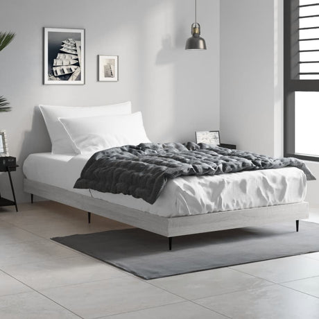 Vidaxl bedframe bewerkt hout grijs sonoma eikenkleurig 100x200 cm