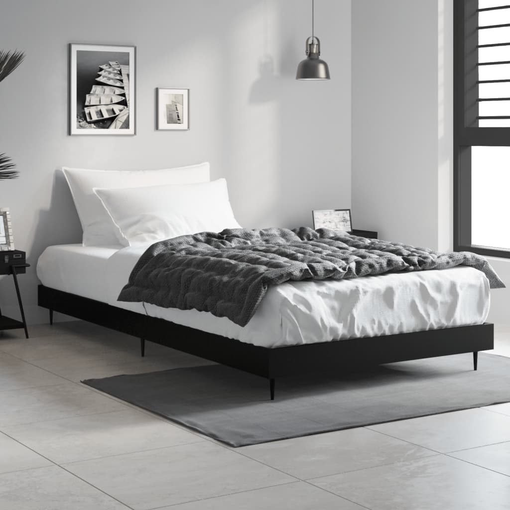 Vidaxl bedframe bewerkt hout zwart 90x200 cm