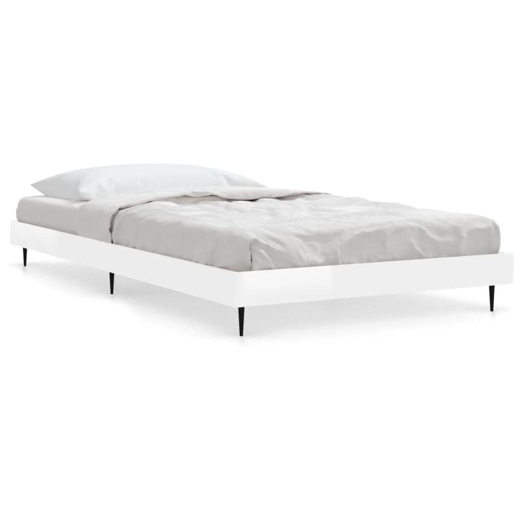 Vidaxl bedframe bewerkt hout hoogglans wit 90x200 cm