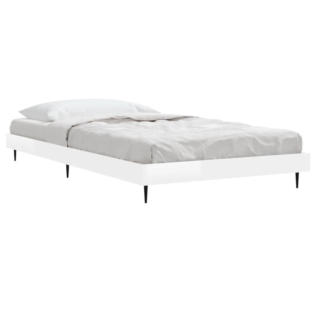 Vidaxl bedframe bewerkt hout hoogglans wit 90x200 cm