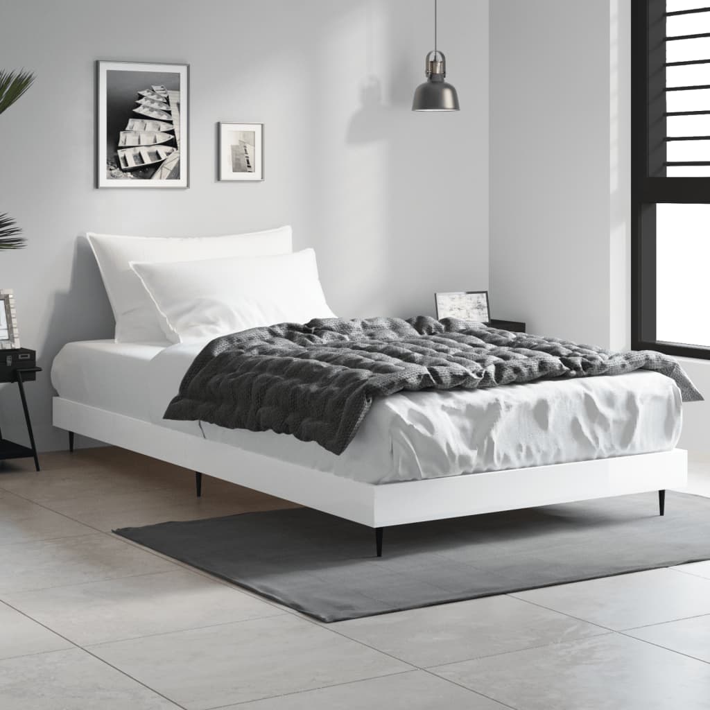 Vidaxl bedframe bewerkt hout hoogglans wit 90x200 cm