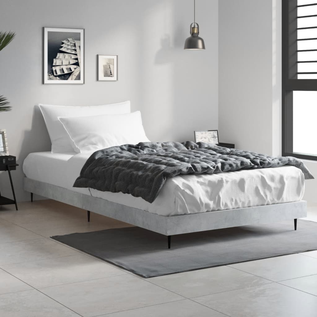 Vidaxl bedframe bewerkt hout betongrijs 90x200 cm