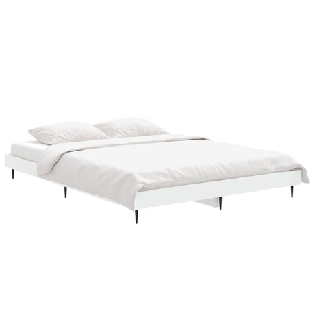 Vidaxl bedframe led massief hout wit 140x190 cm