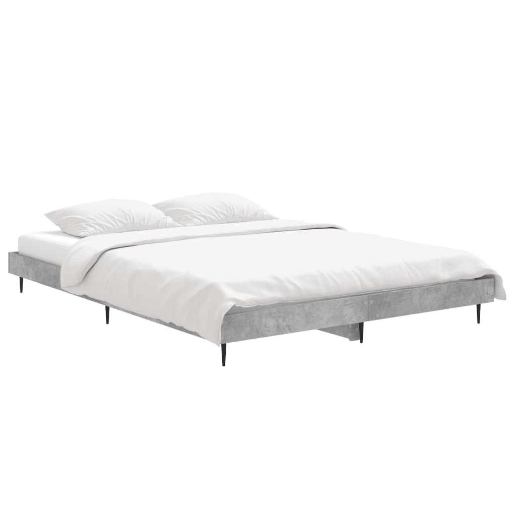 Vidaxl bedframe bewerkt hout betongrijs 140x190 cm