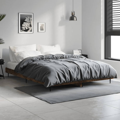 Vidaxl bedframe zonder matras hout gerookt eikenkleurig 140x190 cm