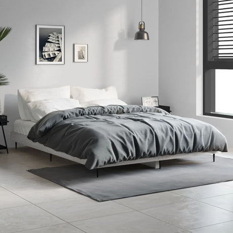 Vidaxl bedframe bewerkt hout grijs sonoma eikenkleurig 140x190 cm
