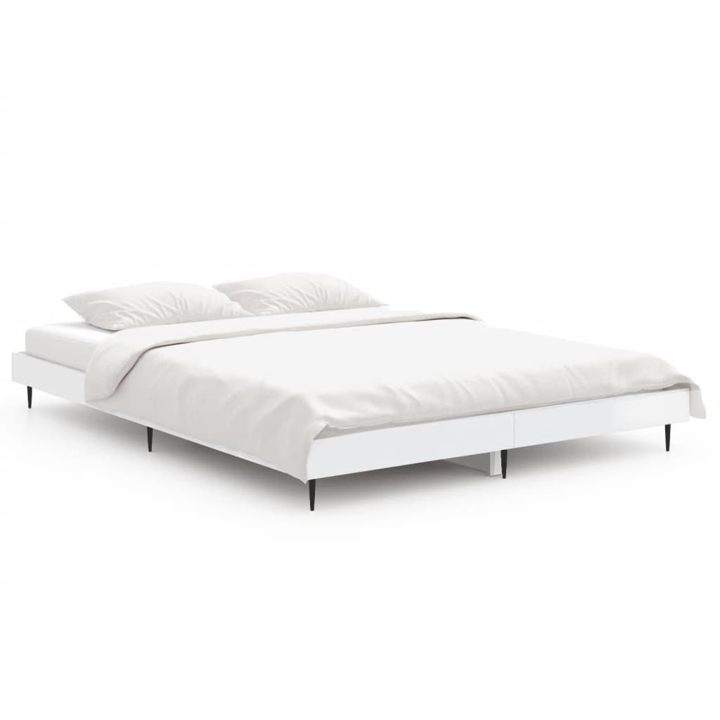 Vidaxl bedframe bewerkt hout hoogglans wit 135x190 cm