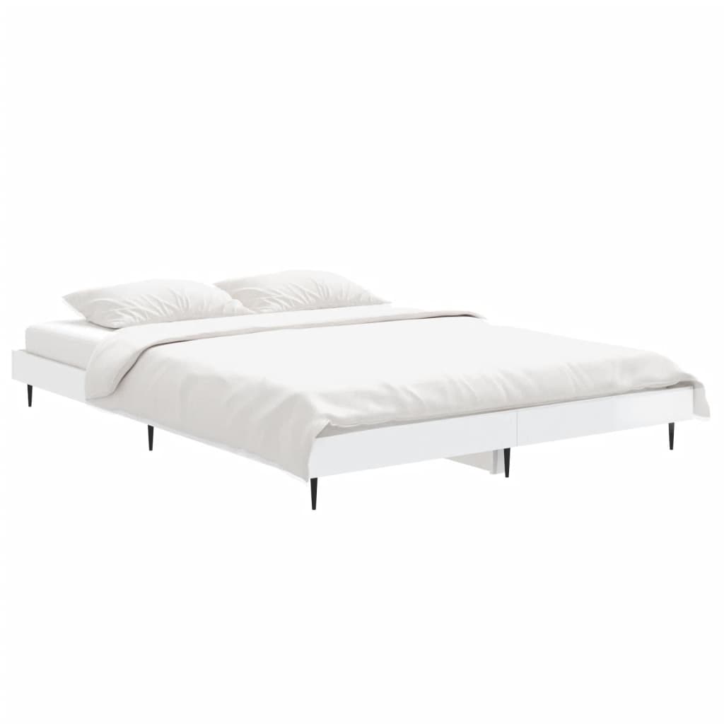 Vidaxl bedframe bewerkt hout hoogglans wit 135x190 cm
