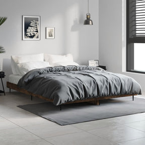 Vidaxl bedframe bewerkt hout gerookt eikenkleurig 135x190 cm