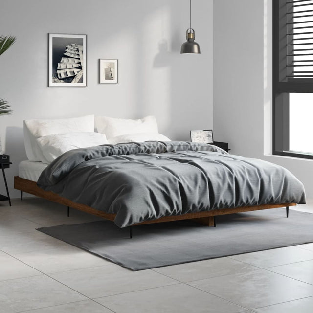 Vidaxl bedframe bewerkt hout bruin eikenkleur 135x190 cm