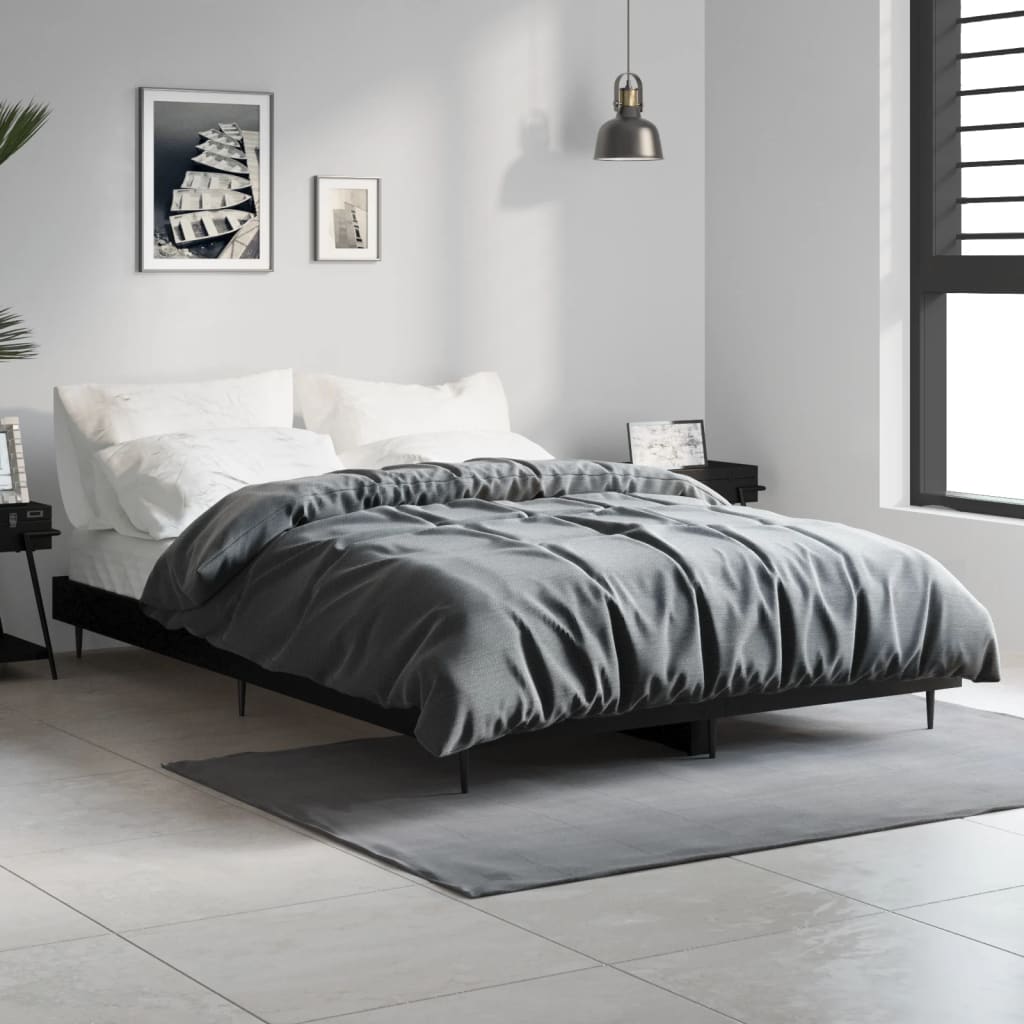 Vidaxl bedframe bewerkt hout zwart 120x190 cm