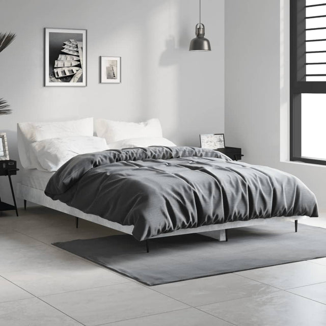 Vidaxl bedframe bewerkt hout betongrijs 120x190 cm