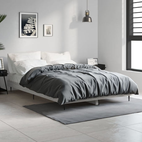 Vidaxl bedframe bewerkt hout grijs sonoma eikenkleurig 120x190 cm
