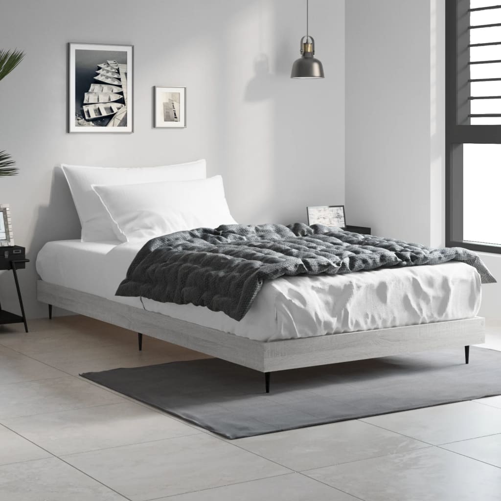 Vidaxl bedframe bewerkt hout grijs sonoma eikenkleurig 90x190 cm
