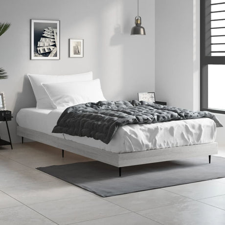 Vidaxl bedframe bewerkt hout grijs sonoma eikenkleurig 90x190 cm