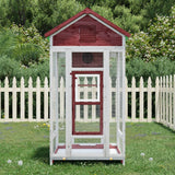 Vidaxl volière 91,5x53x170 cm massief grenenhout mokkakleurig