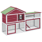 Vidaxl konijnenhok 185,5x60,5x109,5 cm massief grenenhout rood