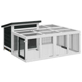 Vidaxl konijnenhok 144x123x67,5 cm massief grenenhout grijs