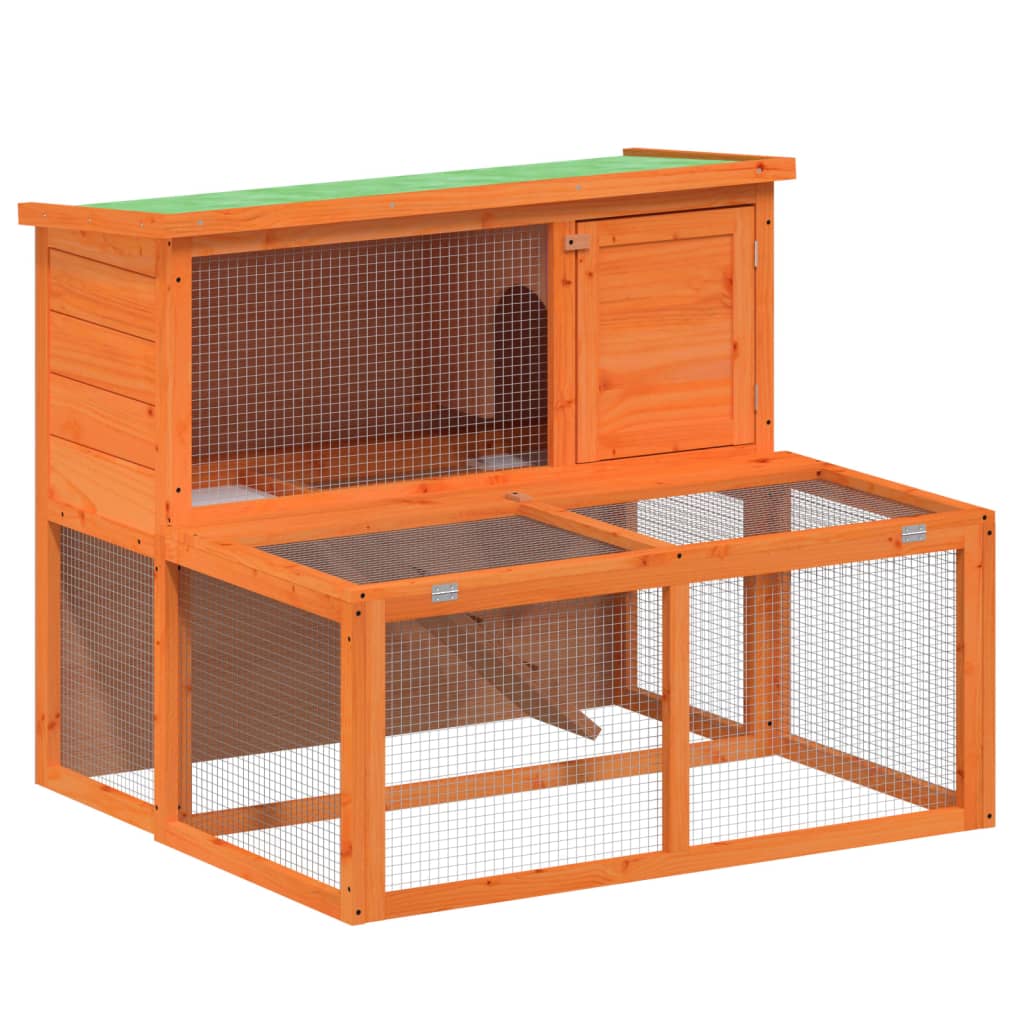 Vidaxl Rabbit Hutch 102x90x84,5 cm Solid fyrretræbrun