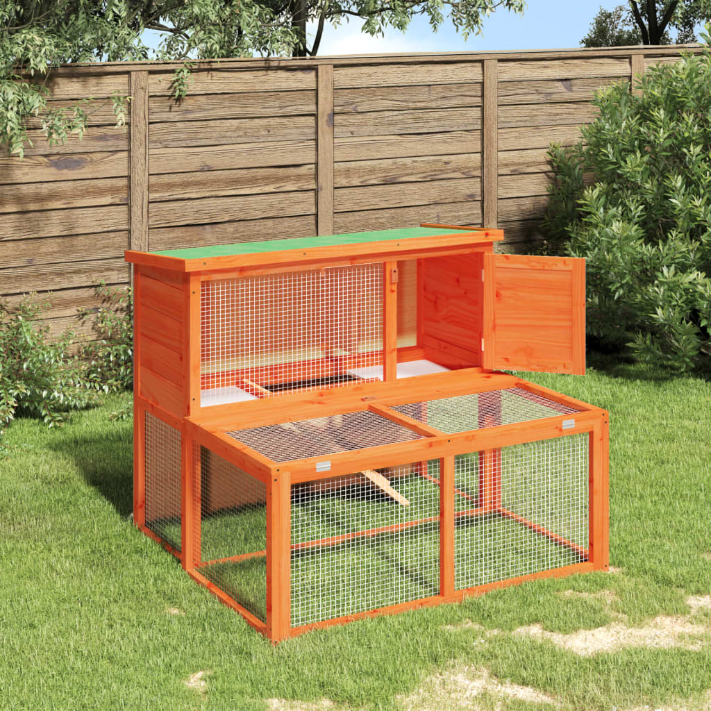 Vidaxl Rabbit Hutch 102x90x84,5 cm Solid fyrretræbrun