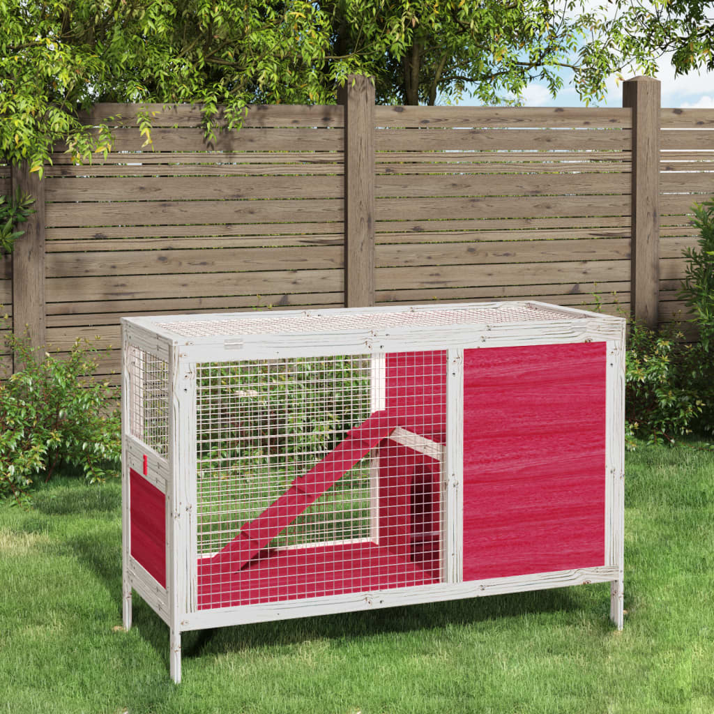 Vidaxl Rabbit Hutch 103x44x69.5 cm Pine solide rouge