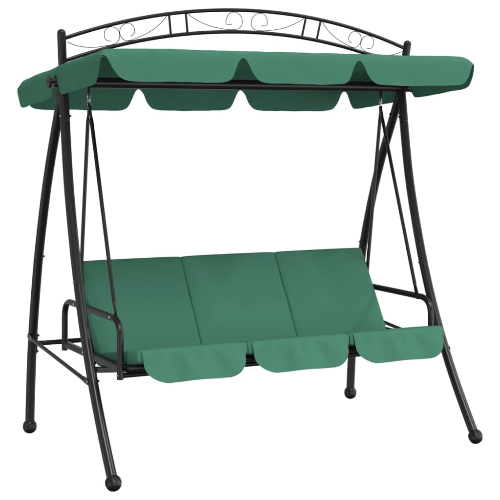 Vidaxl Swing Bench mit Markisen 198 cm Stoff und Stahlgrün