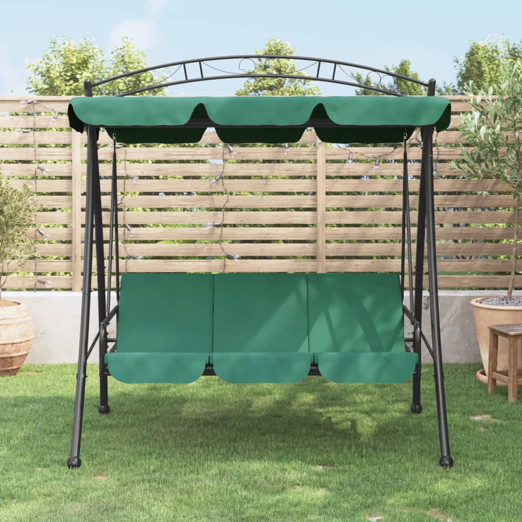 Vidaxl Swing Bench s markýzou 198 cm tkanina a ocelová zelená