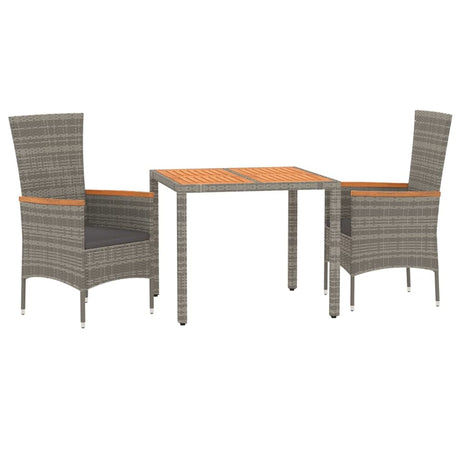 Vidaxl 3-delige tuinset met kussens poly rattan grijs