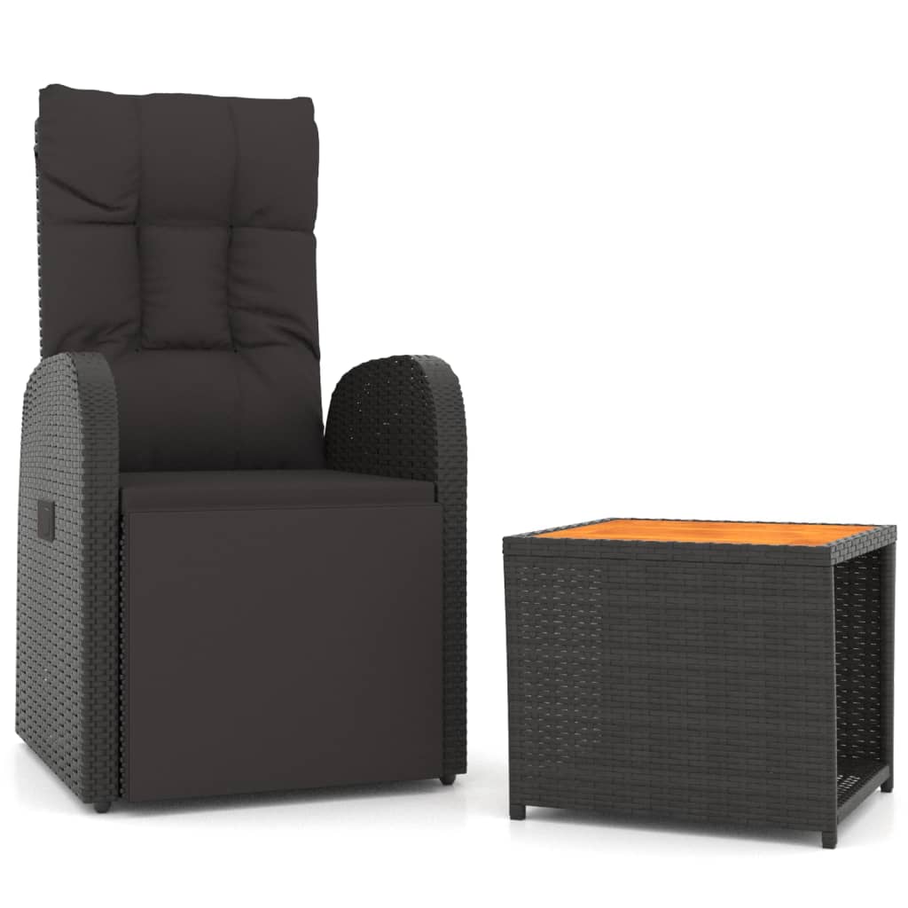 Vidaxl 2-delige loungeset poly rattan en massief acaciahout zwart