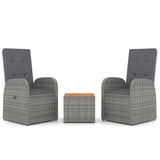 Vidaxl 3-delige loungeset poly rattan en massief acaciahout grijs